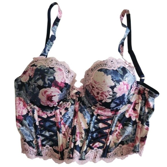 Victoria's Secret Other - Victoria's Secret Dream Angels Floral Lace Corset Bustier Bra Top SZ 32C
